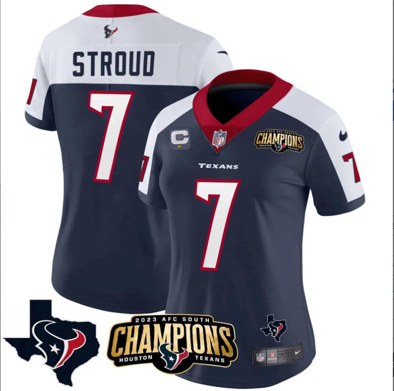 Women Houston Texans #7 Stroud 2024 NFL Nike blue jerseys
